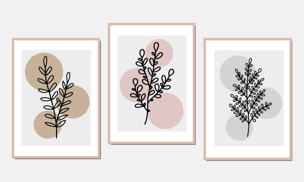 画廊墙艺术套3打印极简主义打印。图片下载