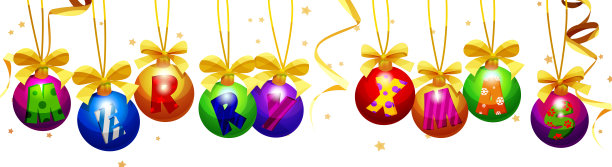 新年快乐，圣诞快乐!明亮多彩的圣诞球卡通风格在节日抽象彩色背景。图片下载