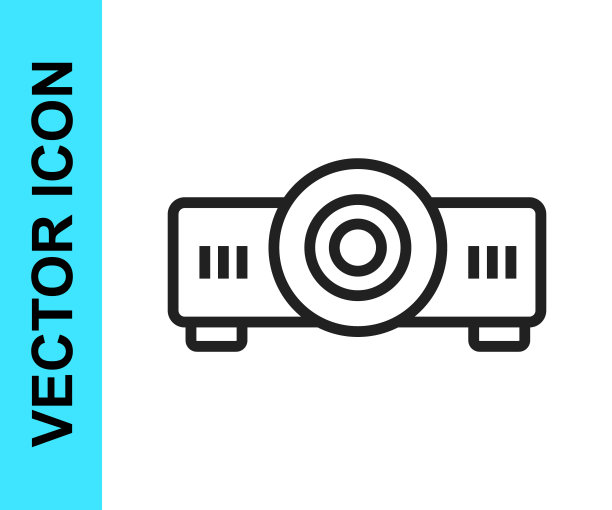 黑线表示，电影，电影，媒体投影仪图标隔离在白色背景上。向量图片下载