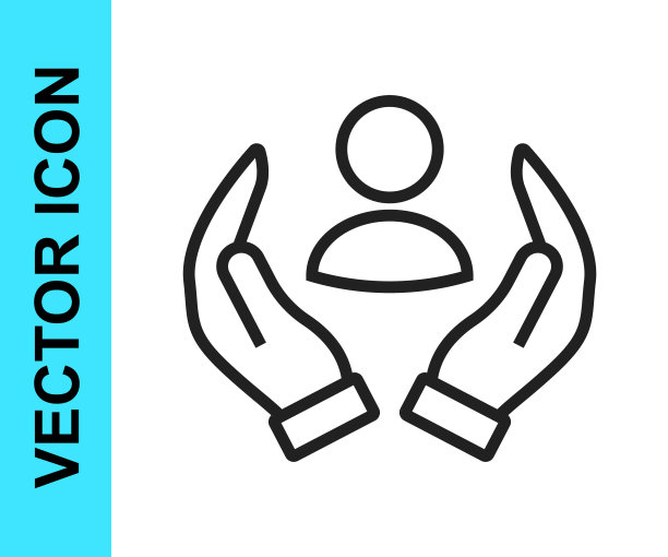 黑线人寿保险图标孤立在白色背景。安全、安全、保护、保护理念。向量图片下载