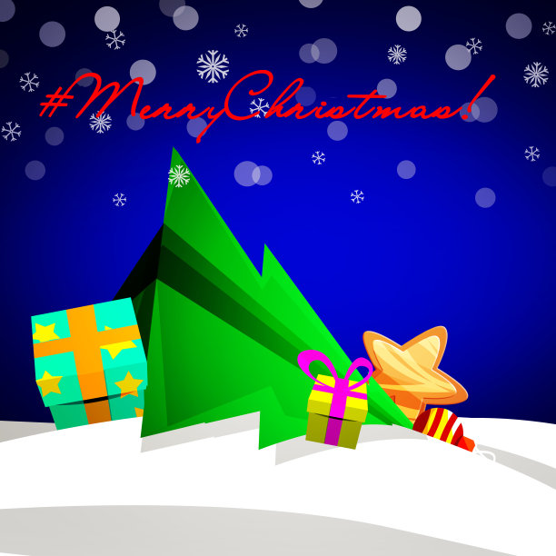 圣诞快乐，恭贺新禧!圣诞礼物与棒棒糖卡通风格在节日抽象彩色背景雪花。图片下载