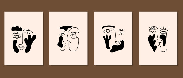 一套创造性极简主义手绘插图。图片下载