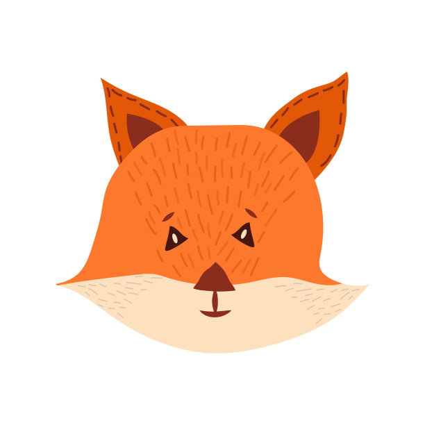 可爱的狐狸脸。白色背景上的动物设计。平面向量插图。图片下载