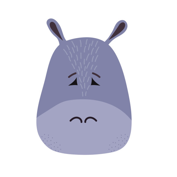 可爱的河马的脸。白色背景上的动物设计。平面向量插图。图片下载