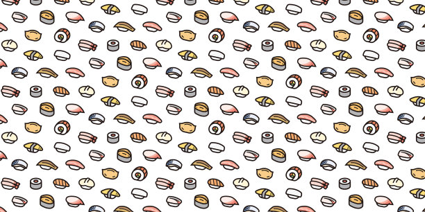 寿司图标图案背景网站或包装纸(彩色图标版本)图片下载