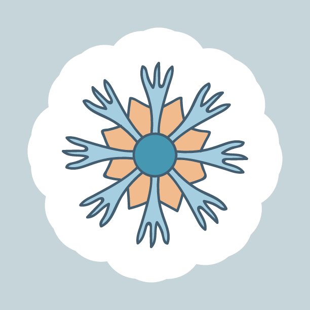 线条艺术彩色雪花。装饰圣诞节和新年设计的卡片，横幅，网站，图标。家居装饰和舒适的Hygge风格。手绘的卡通插图为您的设计图片下载