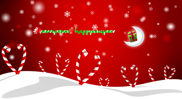 新年快乐，圣诞快乐!卡通风格的焦糖与雪花的抽象彩色背景。节日圣诞创意卡片或传单。图片下载