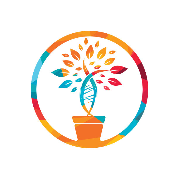 DNA植物载体标志设计。有机DNA载体标志设计概念。图片下载