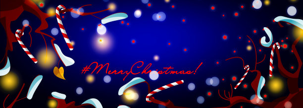 新年快乐，圣诞快乐!明亮的文字在卡通风格的节日抽象彩色背景。图片下载