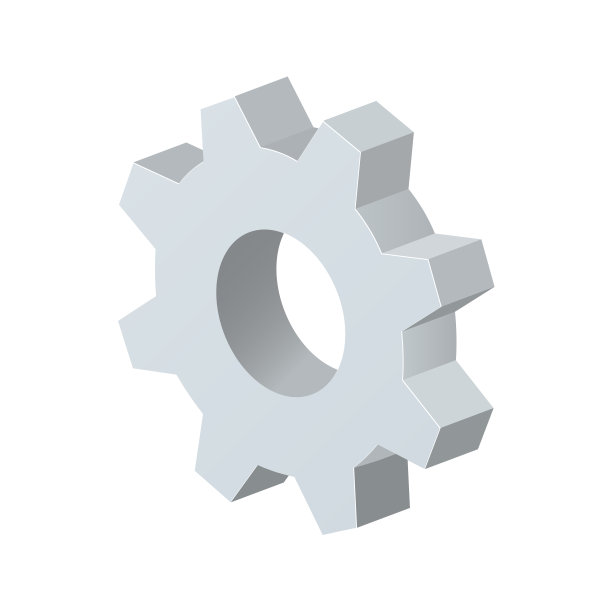 体积齿轮图标设置图标隔离在白色背景图片下载