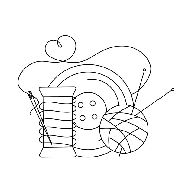 缝纫的标志。编织和编织针。。工艺品、刺绣。图片下载