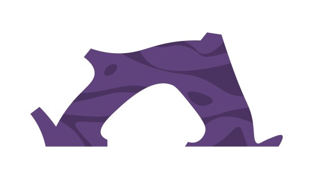 外星人的岩石。抽象的石头的形状。涂鸦沉重的巨石。孤立的天然弧形岩石建筑。空间景观地质要素。紫色环境对象。向量花岗岩山图片下载