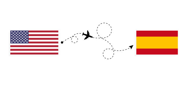 乘客机从美国飞往西班牙的旅行理念图片下载