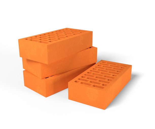 3d渲染说明粘土砖孤立在白色背景。用于工业设计的新型红色多孔陶瓷砖。建筑用的粘土砖。建筑材料。图片下载