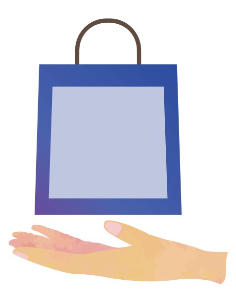 手掌上的蓝色礼品袋/插图材料(矢量插图)图片下载