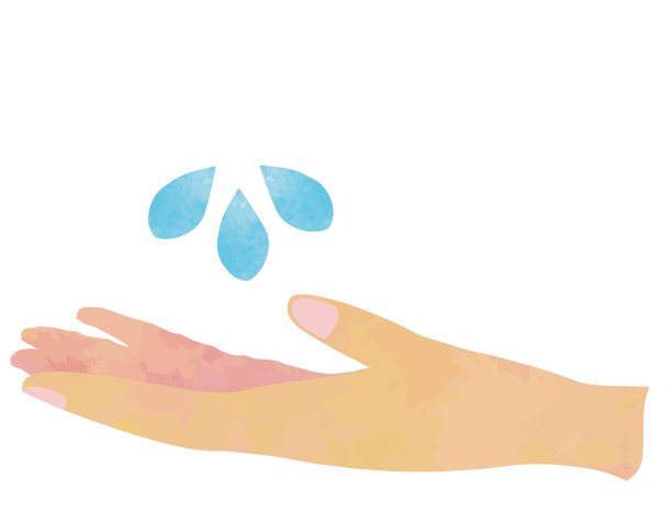 手心接收水滴、水滴和消毒剂的插图/插图材料(矢量插图)图片下载