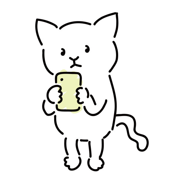 矢量插图的一个可爱的白猫拿着手机，完整的身体。图片下载
