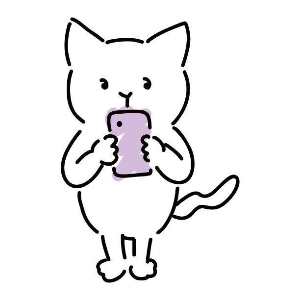 矢量插图的一个可爱的白猫拿着手机，完整的身体。图片下载