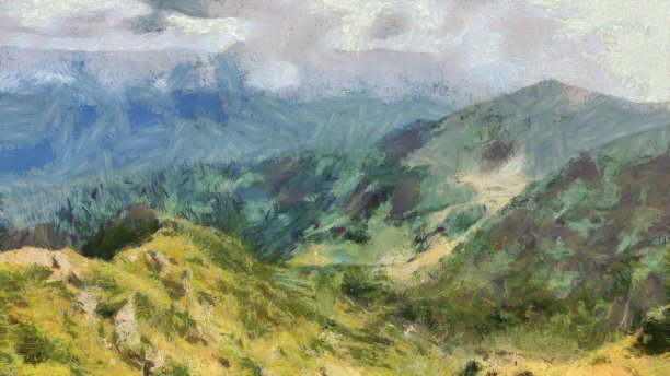 山水画装饰设计。现代油画艺术图片下载