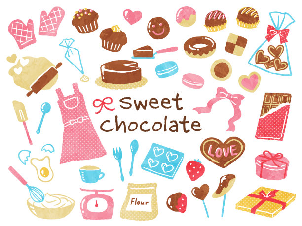 插图集巧克力和烘焙为情人节图片下载