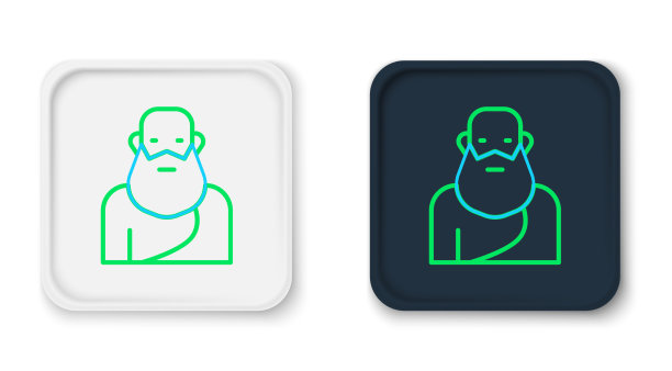 线苏格拉底图标孤立的白色背景图片下载