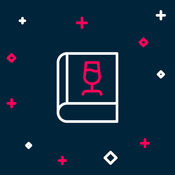 线书关于酒的图标孤立在蓝色图片下载