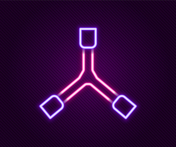 发光的霓虹灯线滑板y工具图标孤立图片下载