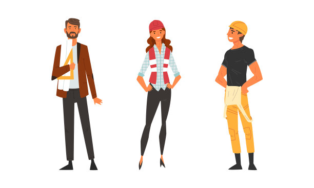 年轻男女建筑师和工程师图片下载