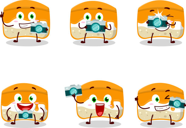 摄影师专业表情包配橙色蛋糕图片下载