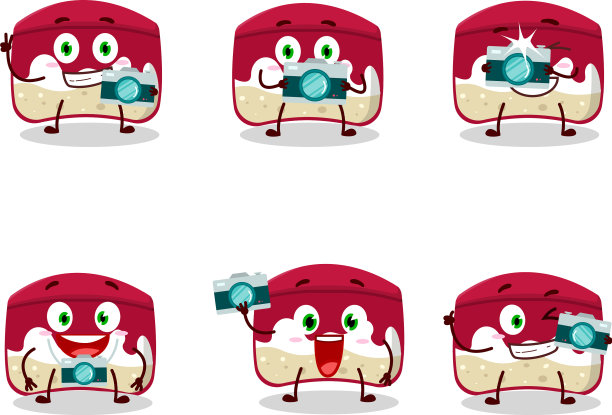 摄影师专业表情与樱桃蛋糕图片下载