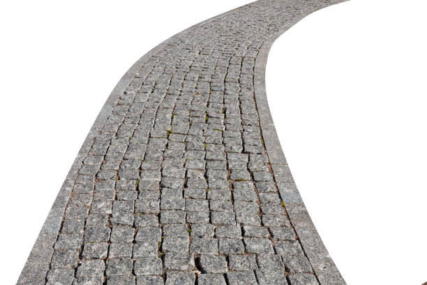 石铺路孤立在白色背景上图片下载