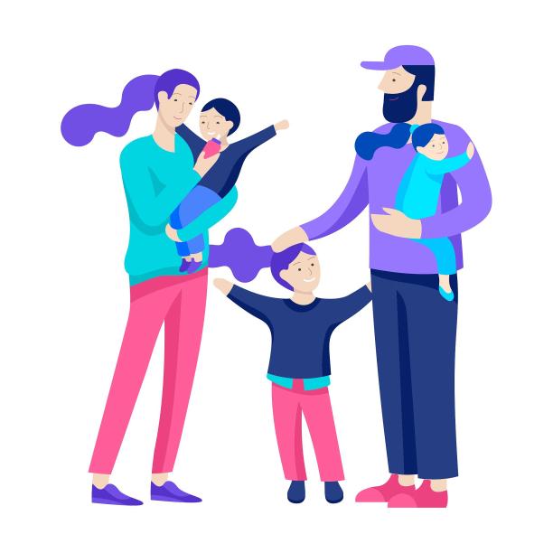 一家五口之家亲子出行喂奶素材图片下载