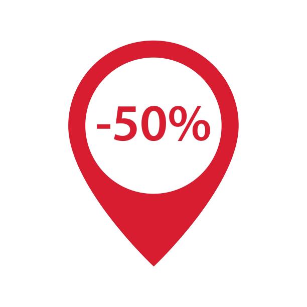 手绘红色定位电商促销标签素材图片下载