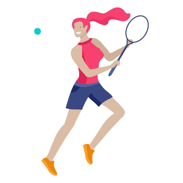 运动员打羽毛球女孩球拍卡通图片下载