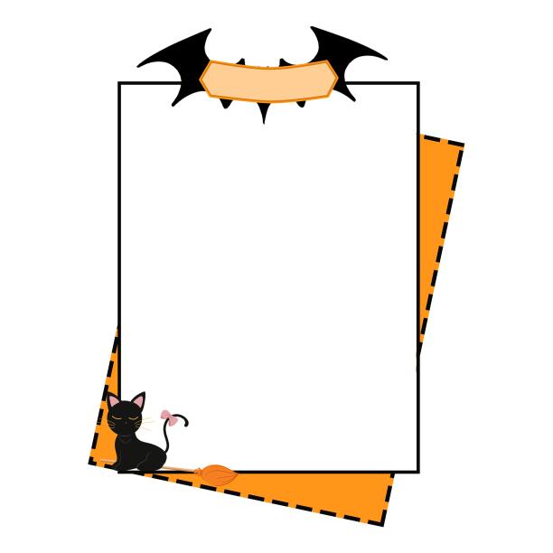 万圣节节日黑猫蝙蝠边框图片下载