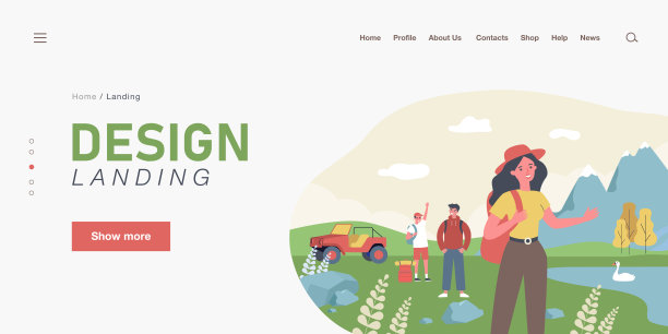 一群朋友在山上徒步旅行图片下载