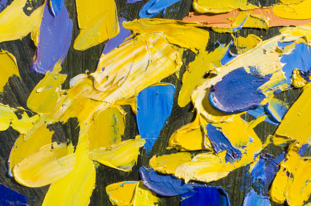油画在帆布上的笔触。彩色的背景。图片下载