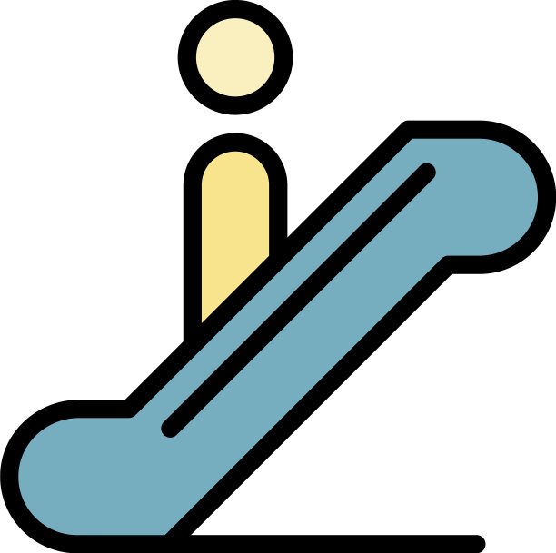 机场自动扶梯图标颜色轮廓图片下载