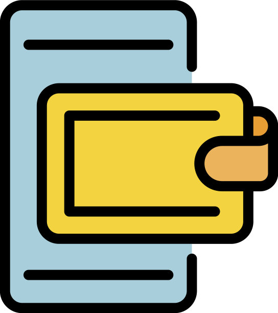 智能手机钱包图标颜色轮廓图片下载