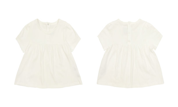 小女孩穿白色裙子。前后视图图片下载