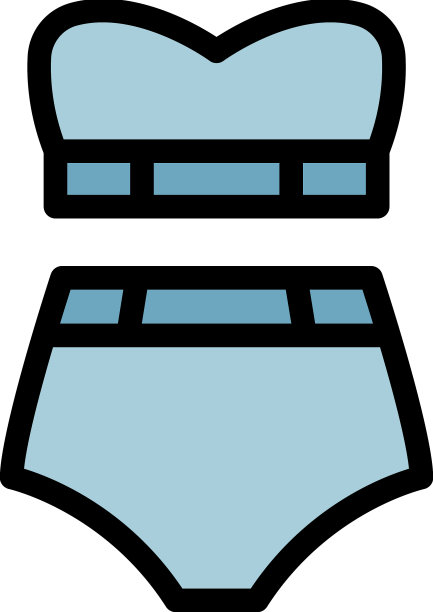 度假泳装图标颜色轮廓图片下载