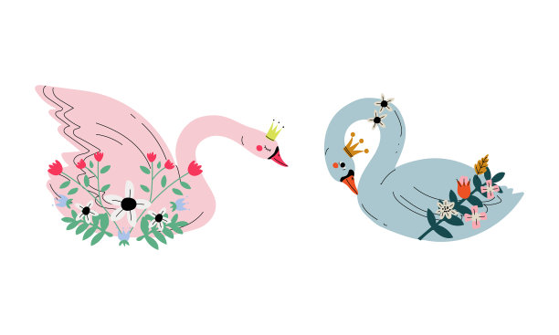 美丽的天鹅公主戴着金色的皇冠图片下载