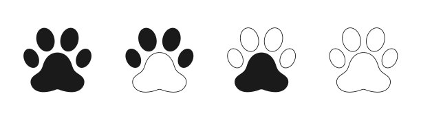 动物爪子图标设置。平面设计。矢量插图。图片下载