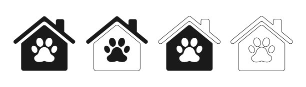 动物爪子图标设置。平面设计。矢量插图。图片下载