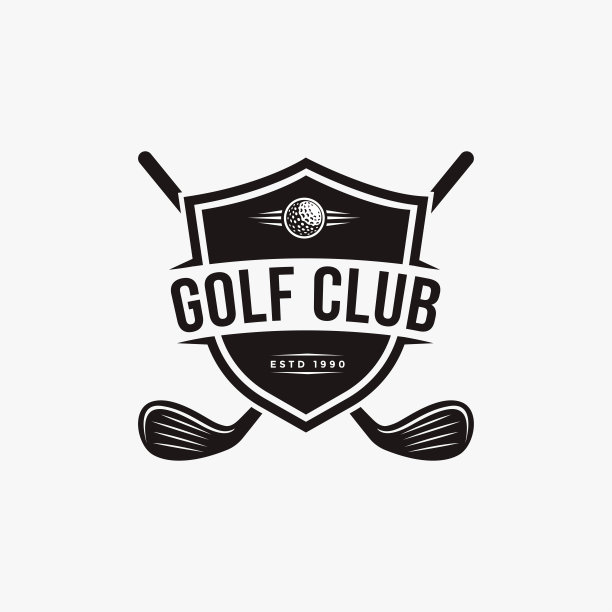 复古徽章徽章高尔夫俱乐部，高尔夫比赛矢量图标在白色的背景图片下载