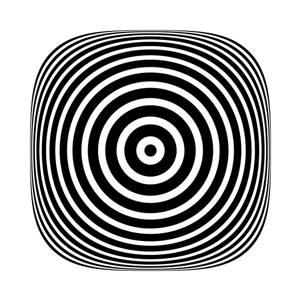 同心圆图案上的方形按钮形状。3 d的错觉。图片下载