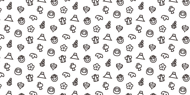 日本新年图标图案背景网站或包装纸(单调版)图片下载