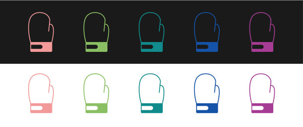 将拳击手套图标隔离在黑白背景上。向量图片下载
