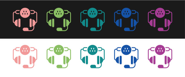 设置出租车呼叫电话服务图标隔离在黑白背景上。出租车智能手机。向量图片下载