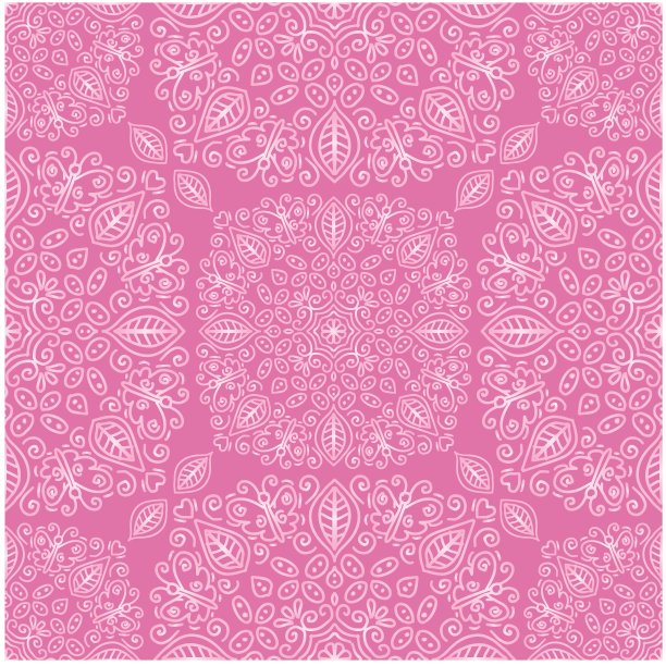 曼陀罗无缝图案背景与蝴蝶民族点缀。图片下载